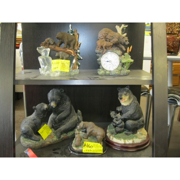 5 BEAR FIGURINES - 1 HAS BROKEN EAR