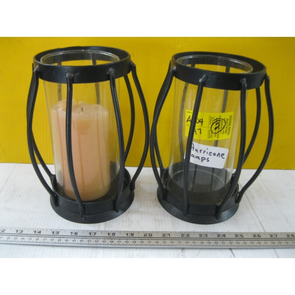 PAIR OF HURRICANE LAMP CANDLE HOLDERS