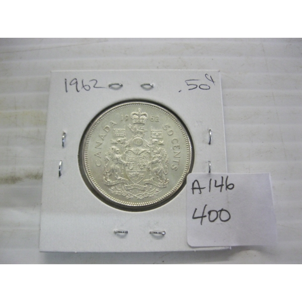 1962 CDN SILVER 50 CENT COIN