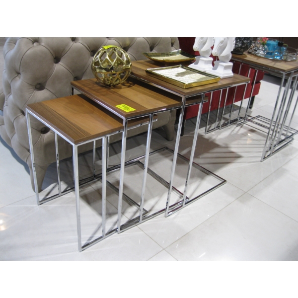 3 PIECE NESTING TABLES W/CHROME LEGS