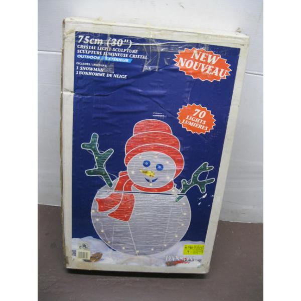 30" CRYSTAL LIGHT SCULPTURED SNOWMAN