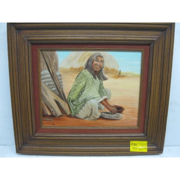 ORIGINAL OIL PAINTING "NAVAJO SAND PAINTER", N. LEE KOFFSKI