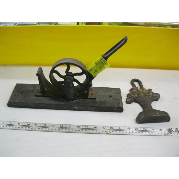 CAST IRON DOOR STOP & VINTAGE CORKER