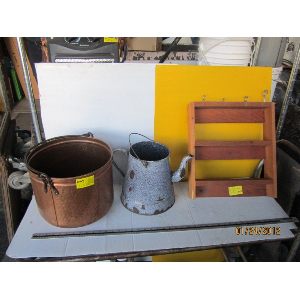 COPPER POT & LG. TEA KETTLE