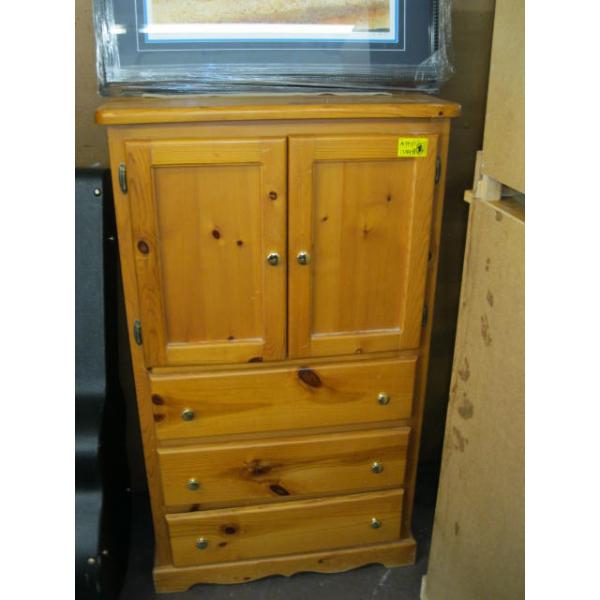 3 DRAWER, 2 DOOR PINE HIGHBOY DRESSER