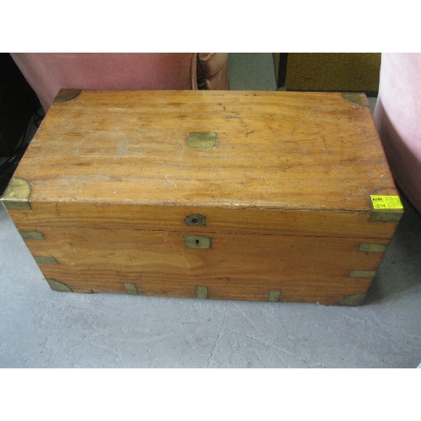 ANTIQUE BRASS INLAID TRUNK