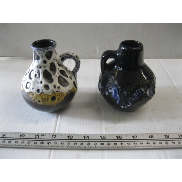 2 SM. WEST GERMAN MCM POTTERY VASES
