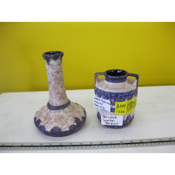 2 PIECES OF WEST GERMAN MAREI KERAMIK BRUGGE WALTER BECHT VASES