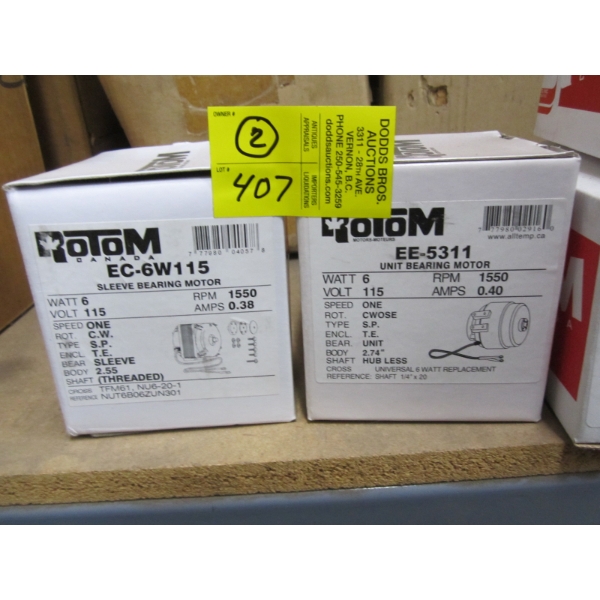 2 ROTOM SLEEVE BEARING MOTORS - 6W, 115V