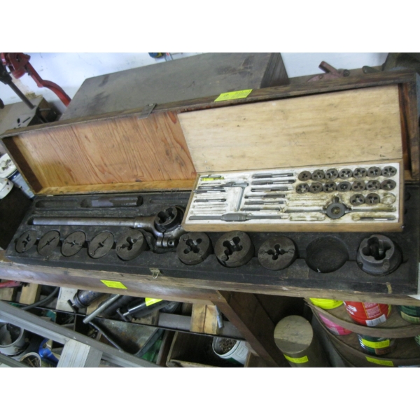 2 WOOD CASED TAP & DIE SETS - NOT COMPLETE