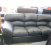Image 1 : BLACK LEATHER LOOK COUCH & LOVE SEAT - COUCH HAS SOME DAMAGE