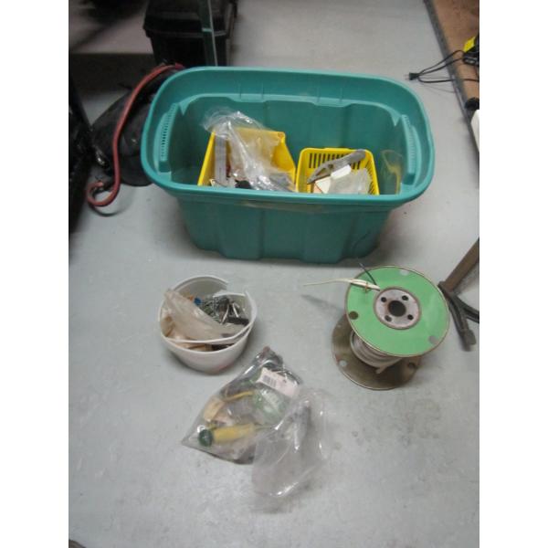 BIN W/MISC. WIRING, HARDWARE, ETC.