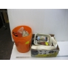 Image 1 : BOX & BUCKET OF MISC. FISHING GEAR, HUNTING GEAR, ETC.