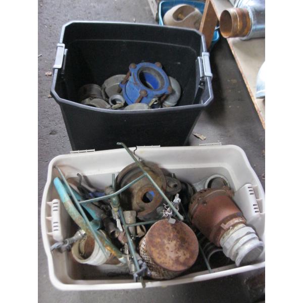 2 BINS OF MISC. PIPE, SPRINKLERS, ETC.