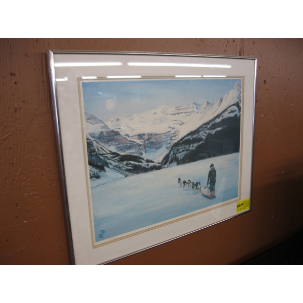 WINTER SCENE W/SLED DOGS PICTURE