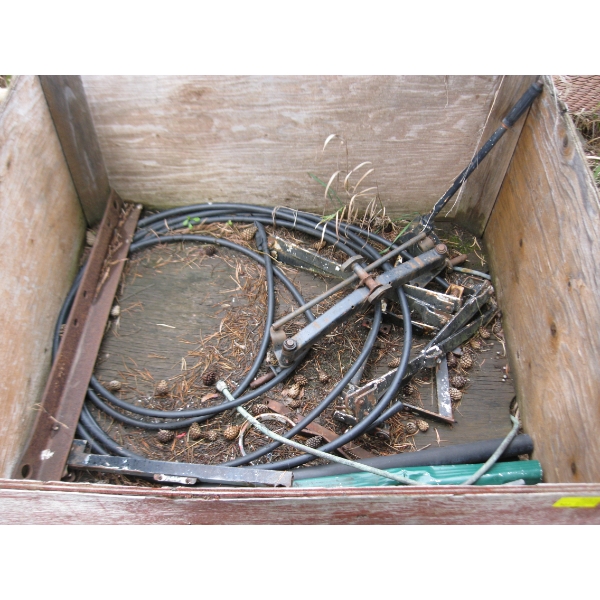 BIN OF MISC. GRADING ATTACHMENT PIECES, ETC.