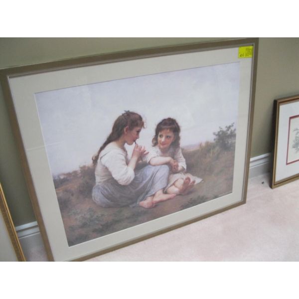 LG. FRAMED PRINT OF 2 YOUNG GIRLS