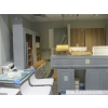 LG. LOT OF GREY & WOOD FINISH KITCHEN CABINETS