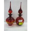 Image 1 : 2 RAINBOW GLASS RED VASES W/LIDS