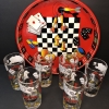 Image 6 : 3D ELEPHANT MIRROR, HAZEL ATLAS 6 HIGHBALL GLASSES W/TRAY & USA PENNIES/DIMES & FOLK ART SIGNS