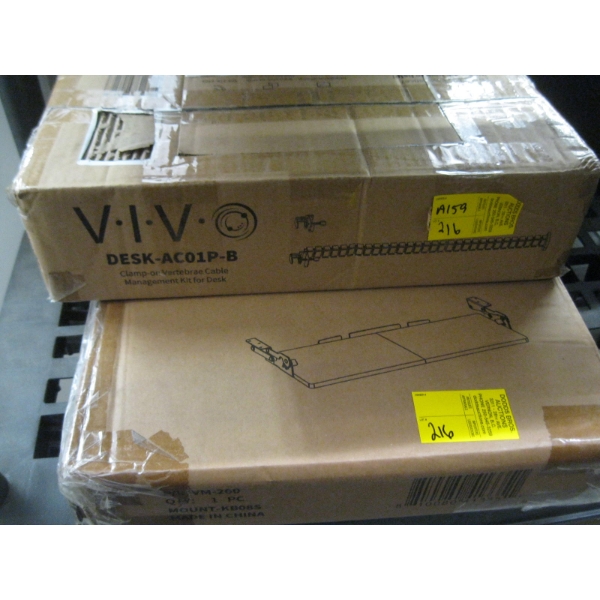 CLAMP ON VERTEBRAE CABLE & CLAMP ON UNDER DESK KEYBOARD TRAY - NEW