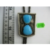Image 1 : SILVER W/2 TURQUOISE STONES BOLO TIE, UNMARKED