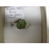 Image 3 : .925 SILVER RING W/GREEN STONE, SZ 9 1/2