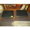 Image 1 : DANISH TEAK MCM MATCHING STOOLS W/BLACK VINYL UPHOLSTERY