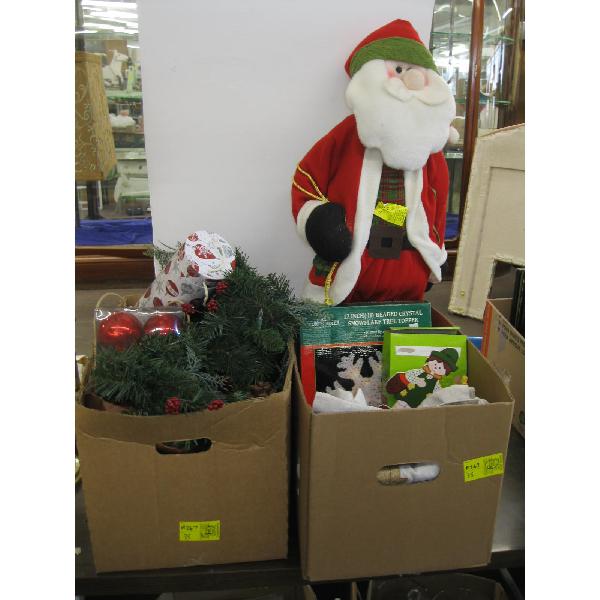 2 BOXES OF ASST. CHRISTMAS DECORATIONS, ETC.