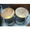 Image 2 : PAIR OF ROUND END TABLES W/BASKET TYPE LOWER SHELVES