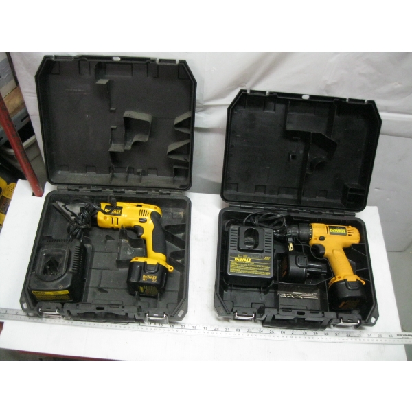 DEWALT 9.6V CORDLESS DRILL SET & 12V CORDLESS SHEARER