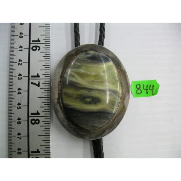 SILVER W/STONE BOLO TIE, UNMARKED