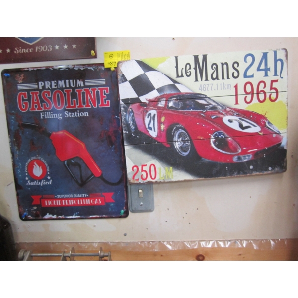 PREMIUM GASOLINE FILLING STATION SIGN & A LAMONZE 24 HOUR SIGN