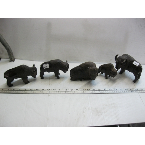 5 BUFFALO IRONWOOD FIGURINES