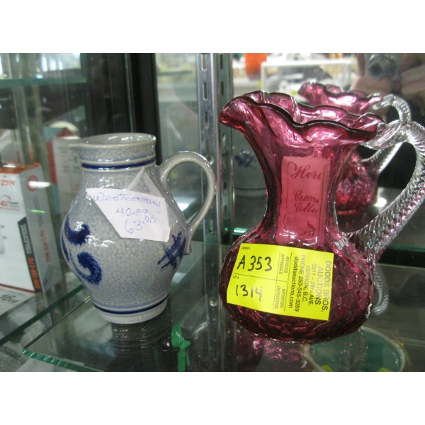 CRANBERRY GLASS & WEST GERMAN SM. CREAMER