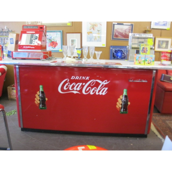 LG. VICTOR COCA COLA REFRIGERATED CABINET W/BAR TOP