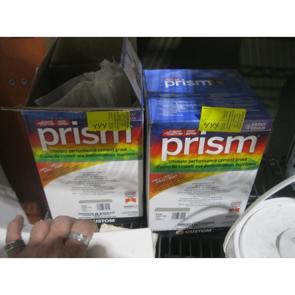 NEW BOX OF PRISM OYSTER GREY GROUT & PART BOX