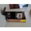 Image 1 : BOOK BOX W/MISC. STAMP, NEEDLEPOINT & FLASK BOTTLE
