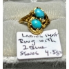 Image 1 : LADIES 14KT RING W/2 BLUE STONES, 4.5G, SZ 8