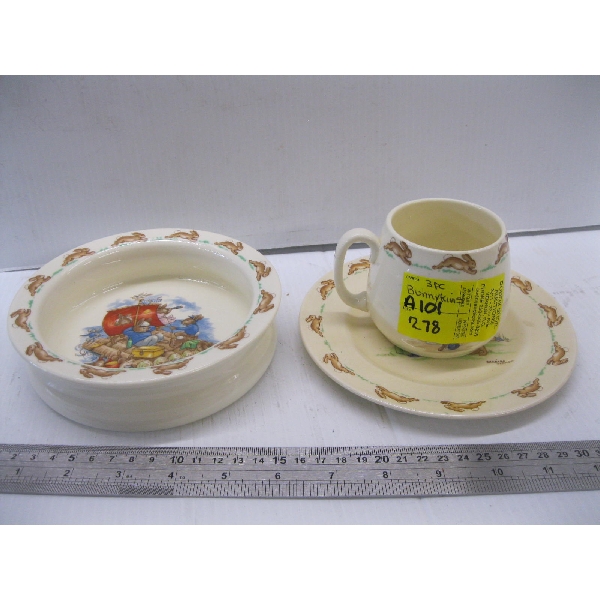 3 PIECE BUNNYKINS CUP, PLATE & BOWL SET