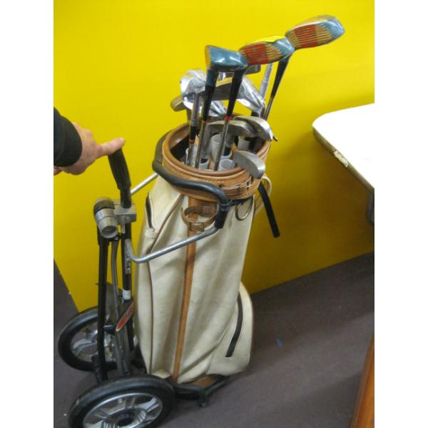 GOLF BAG W/CART & ASST. CLUBS