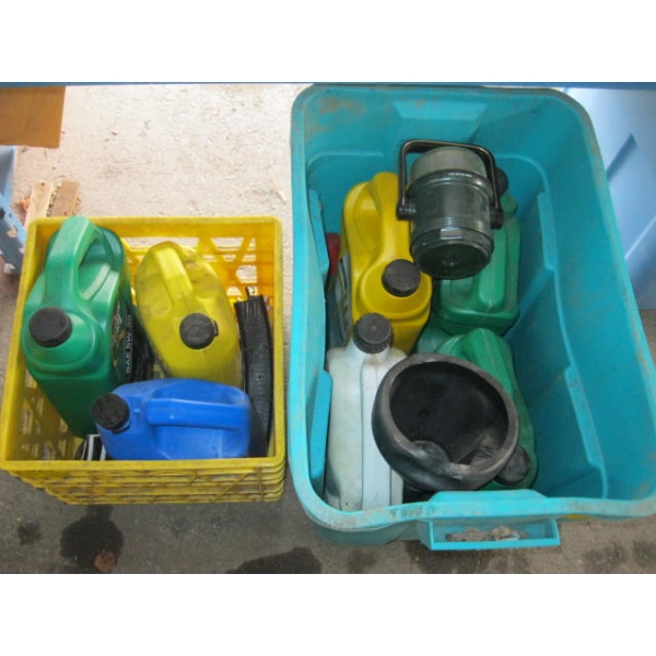 2 BINS MISC. OIL, LANTERN