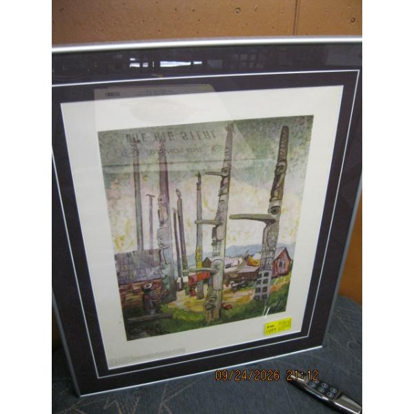 FRAMED PRINT BY EMILY CARR "TOTEM POLES