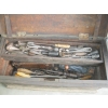 Image 1 : WOODEN TOOL CHEST W/ASST. VINTAGE TOOLS: SCREWDRIVERS, PLIERS, ETC.
