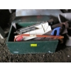 Image 1 : WOOD CRATE W/MISC. SAWS, MITER BOX, ETC.