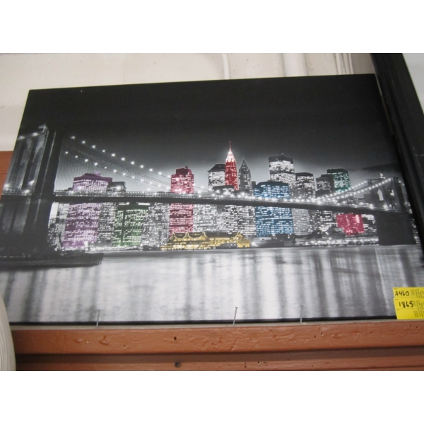 CANVAS PICTURE OF CITYSCAPE & BRIDGE