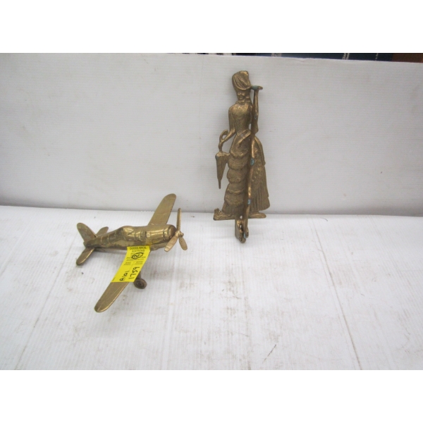 2 PIECE OF BRASS - AIRPLANE & DOOR KNOCKER