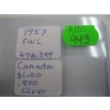 Image 3 : 1957 CDN $1 COIN