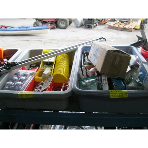 2 BINS OF MISC. LIGHTBULBS, AIRLINE, AIR FITTINGS, ETC.