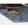 Image 1 : WOODEN TOOL TOTE W/MISC. TOOLS